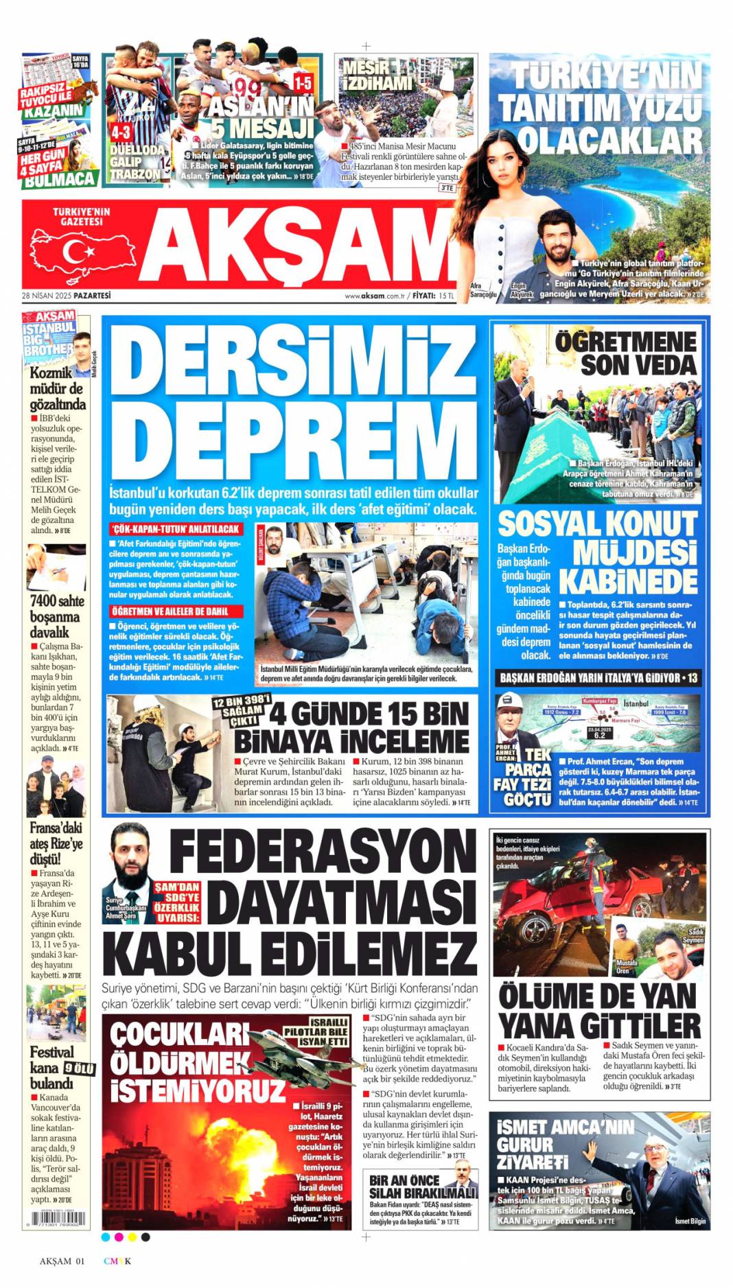 Valizlerde ne vardı? Jammer soruları: 28 Nisan gazete manşetleri 7
