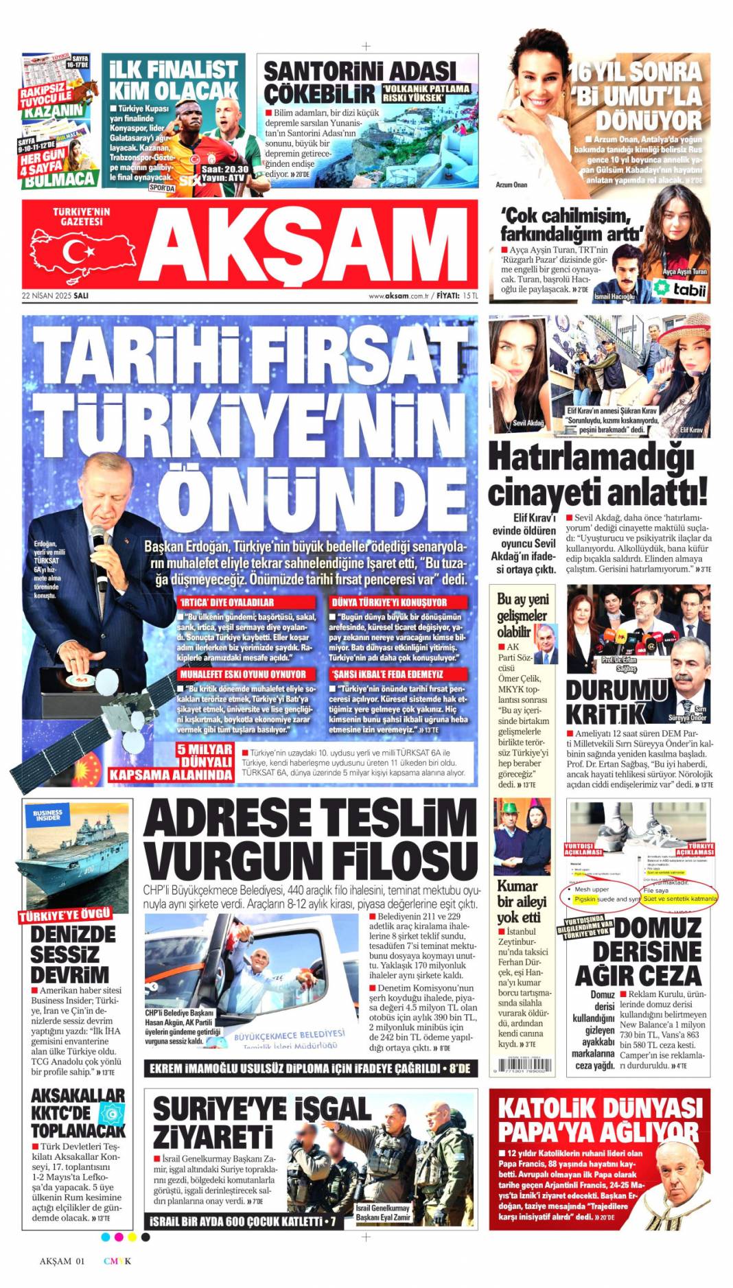 Küstah tehdide hodri meydan: 22 Nisan 2025 Salı, Güncel gazete manşetleri 7