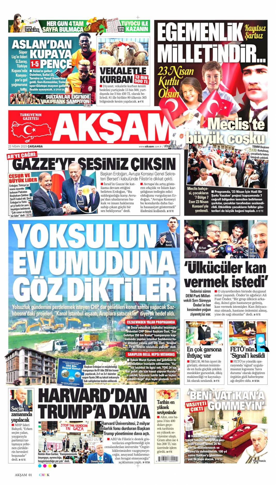 PKK'yı fesih bu ay sonu! 23 Nisan 2025 Çarşamba gazete manşetleri 6