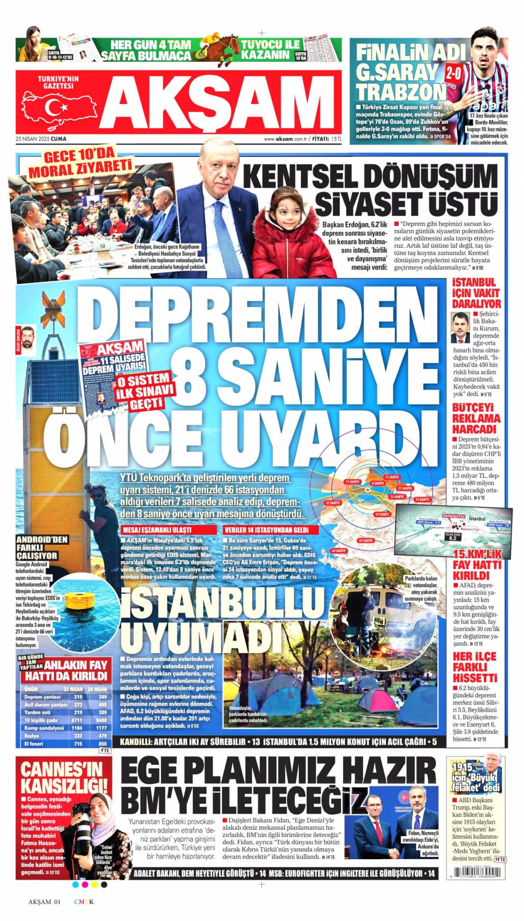 Taş üstüne taş koyma zamanı: 25 Nisan 2025 Cuma, gazete manşetleri 14