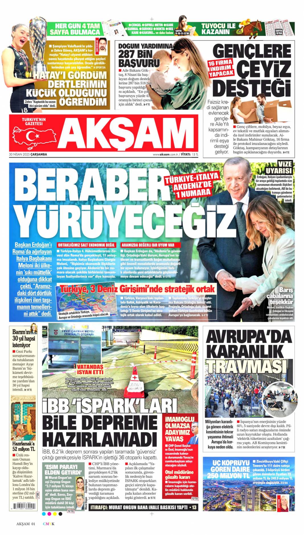 İtalya ile hedef 40 milyar dolar: 30 Nisan 2025 Çarşamba gazete manşetleri 2