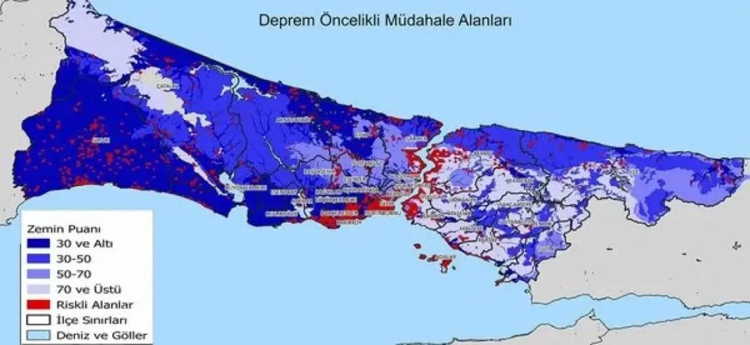 İstanbul'un deprem riski en yüksek ilçeler açıklandı! İstanbul güncel ilçe ilçe deprem haritası 7
