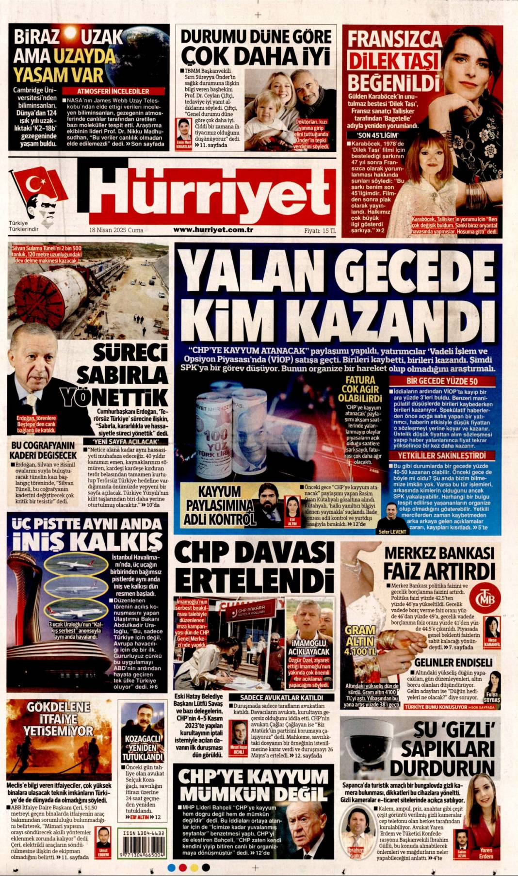 Yalan gecede kim kazandı? 18 Nisan Cuma gazete manşetleri 1