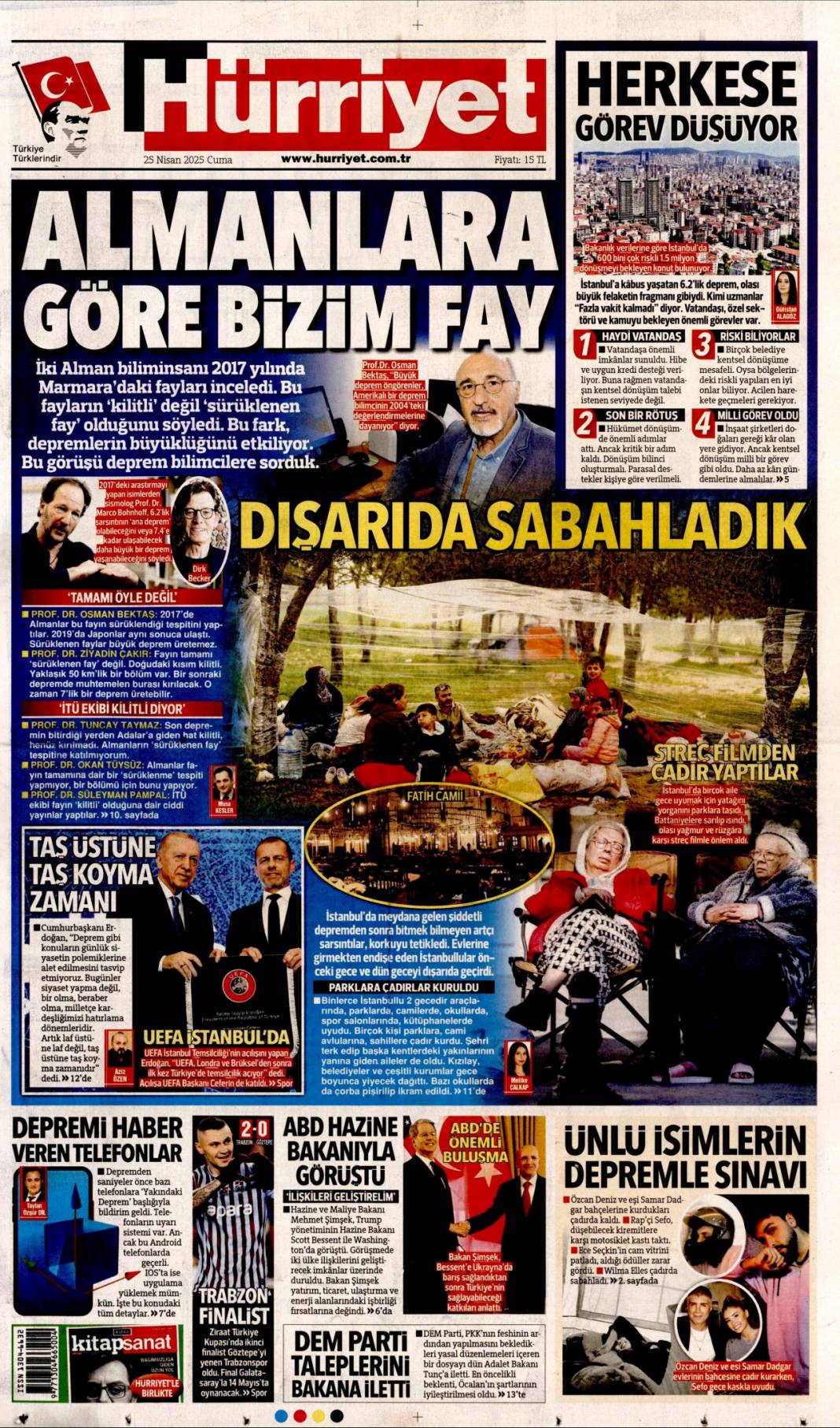 Taş üstüne taş koyma zamanı: 25 Nisan 2025 Cuma, gazete manşetleri 1