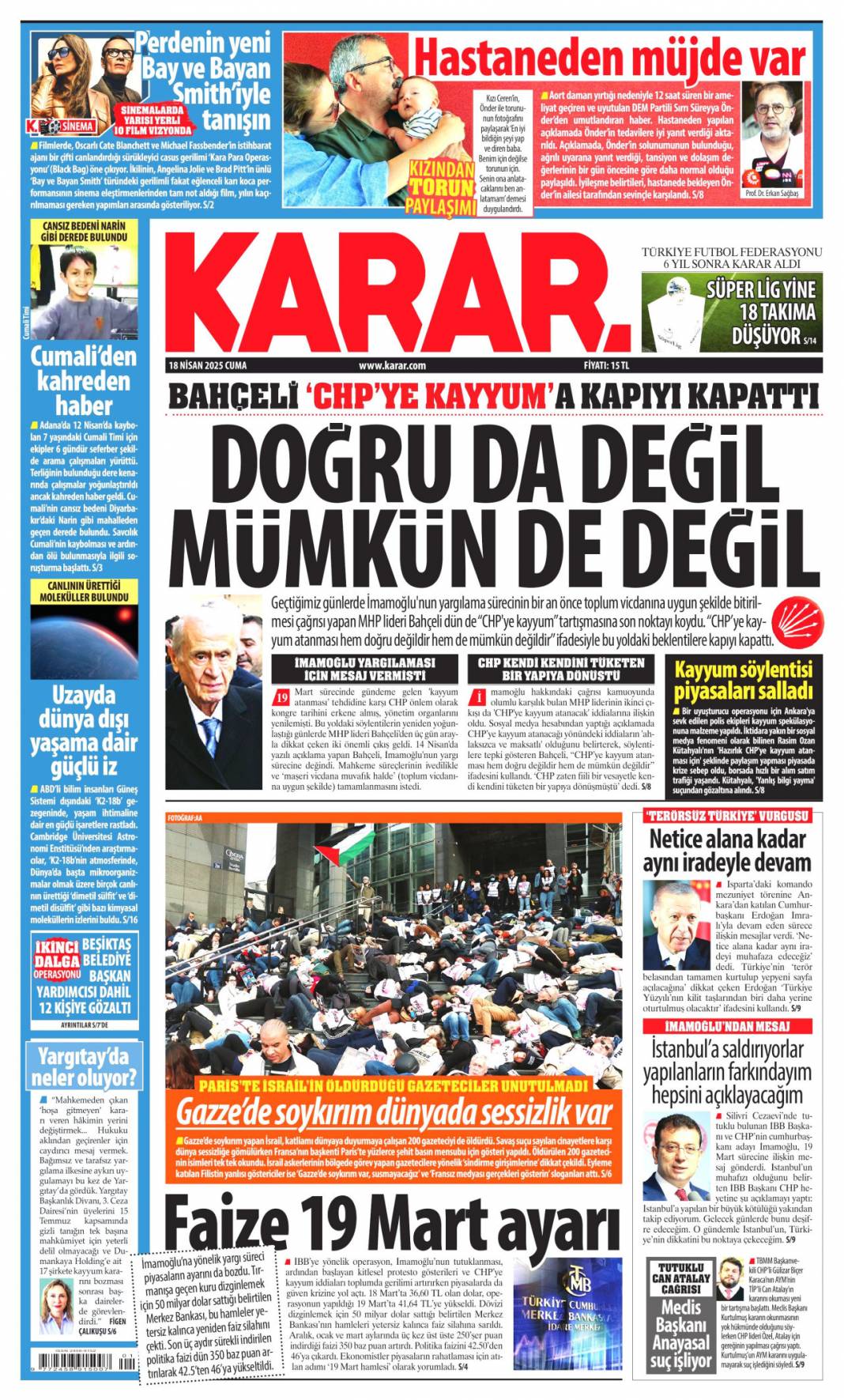 Yalan gecede kim kazandı? 18 Nisan Cuma gazete manşetleri 11
