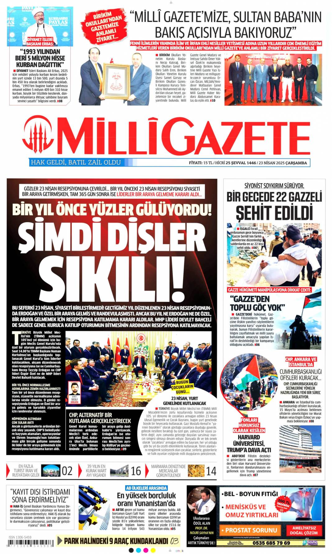 PKK'yı fesih bu ay sonu! 23 Nisan 2025 Çarşamba gazete manşetleri 9