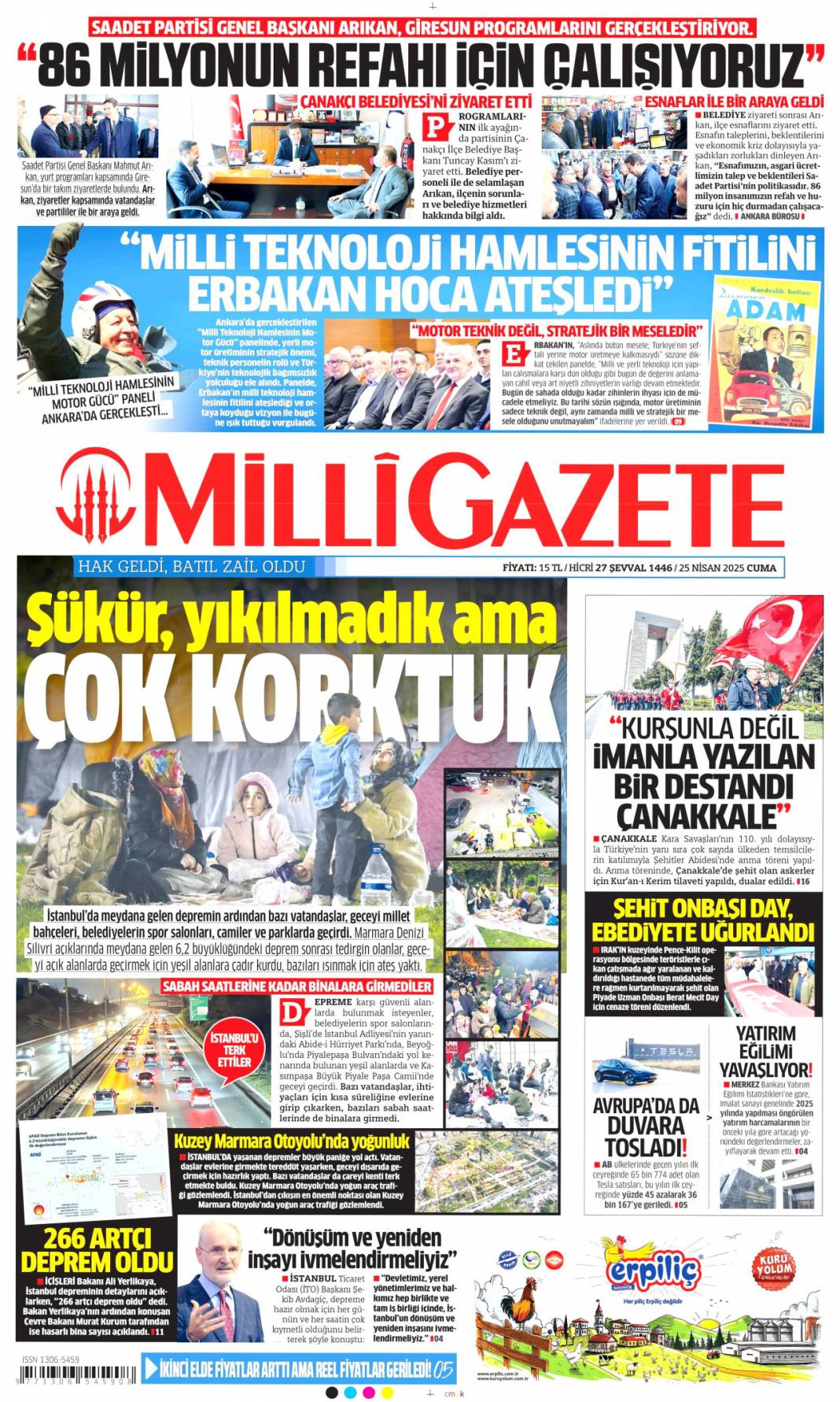 Taş üstüne taş koyma zamanı: 25 Nisan 2025 Cuma, gazete manşetleri 11