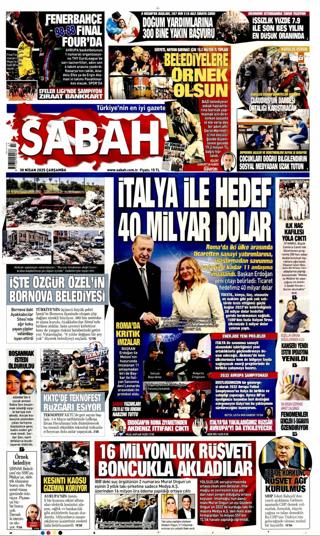 İtalya ile hedef 40 milyar dolar: 30 Nisan 2025 Çarşamba gazete manşetleri 1