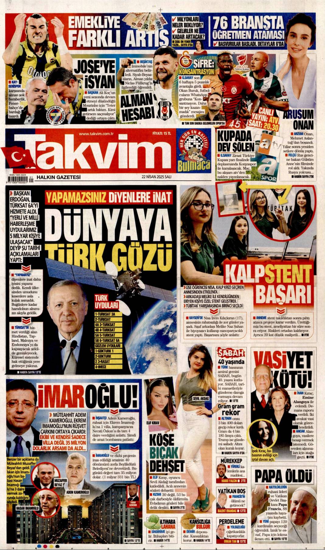 Küstah tehdide hodri meydan: 22 Nisan 2025 Salı, Güncel gazete manşetleri 11