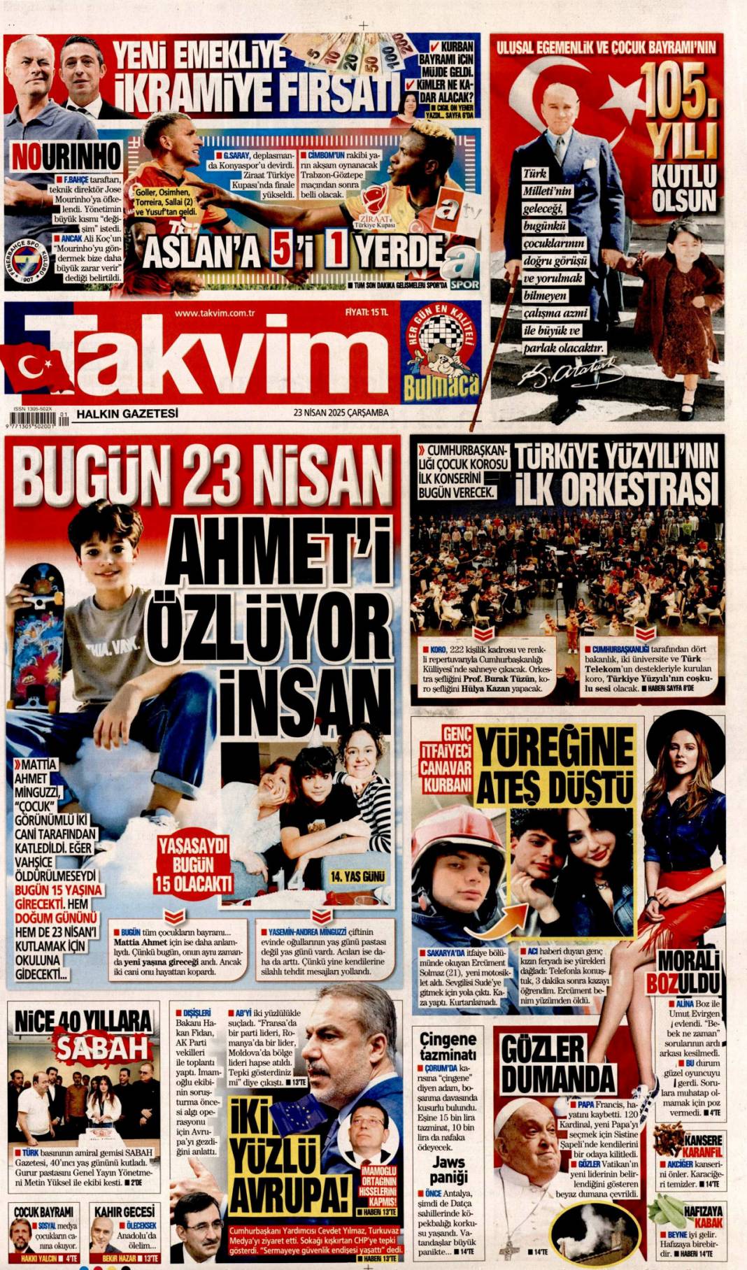 PKK'yı fesih bu ay sonu! 23 Nisan 2025 Çarşamba gazete manşetleri 8