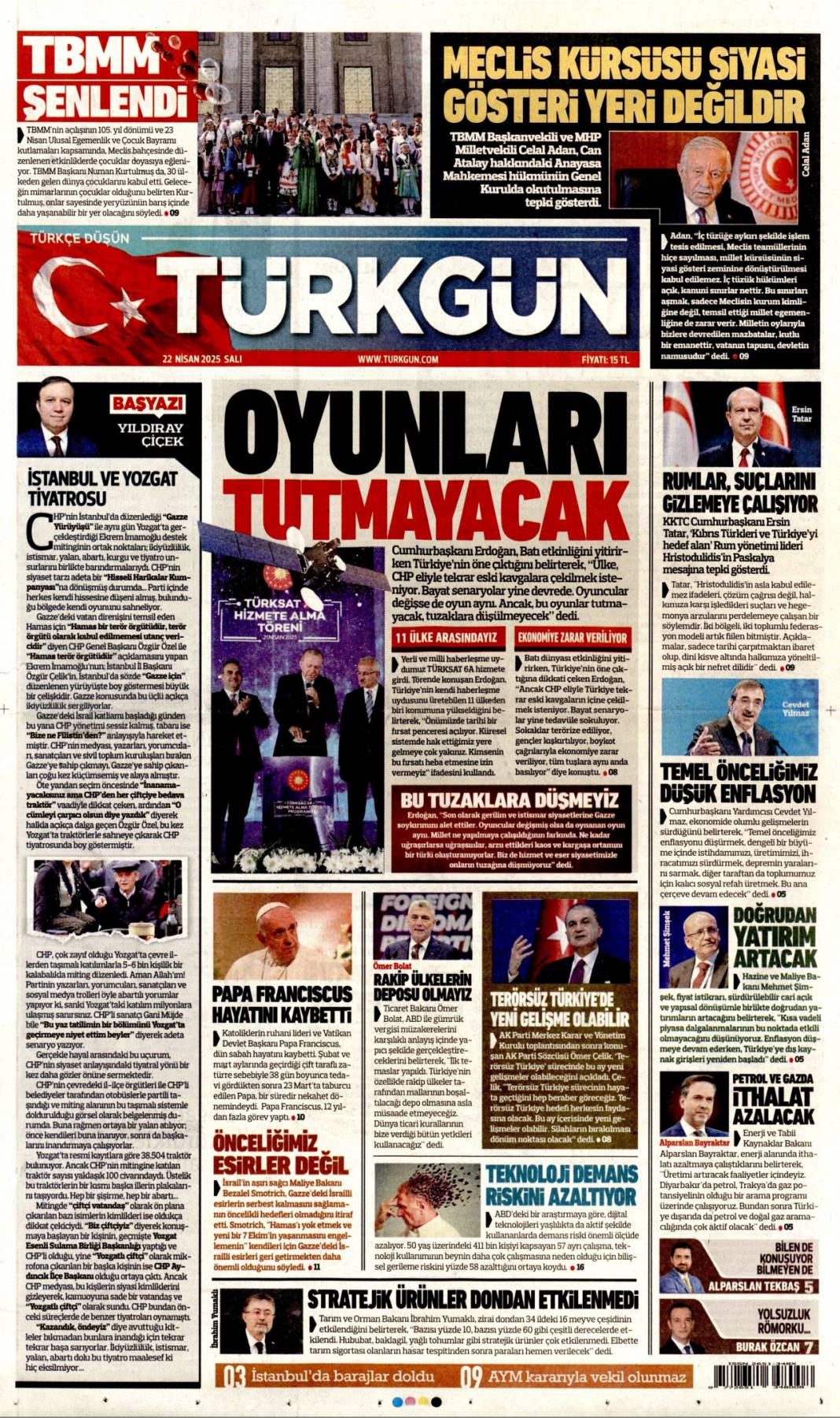 Küstah tehdide hodri meydan: 22 Nisan 2025 Salı, Güncel gazete manşetleri 14