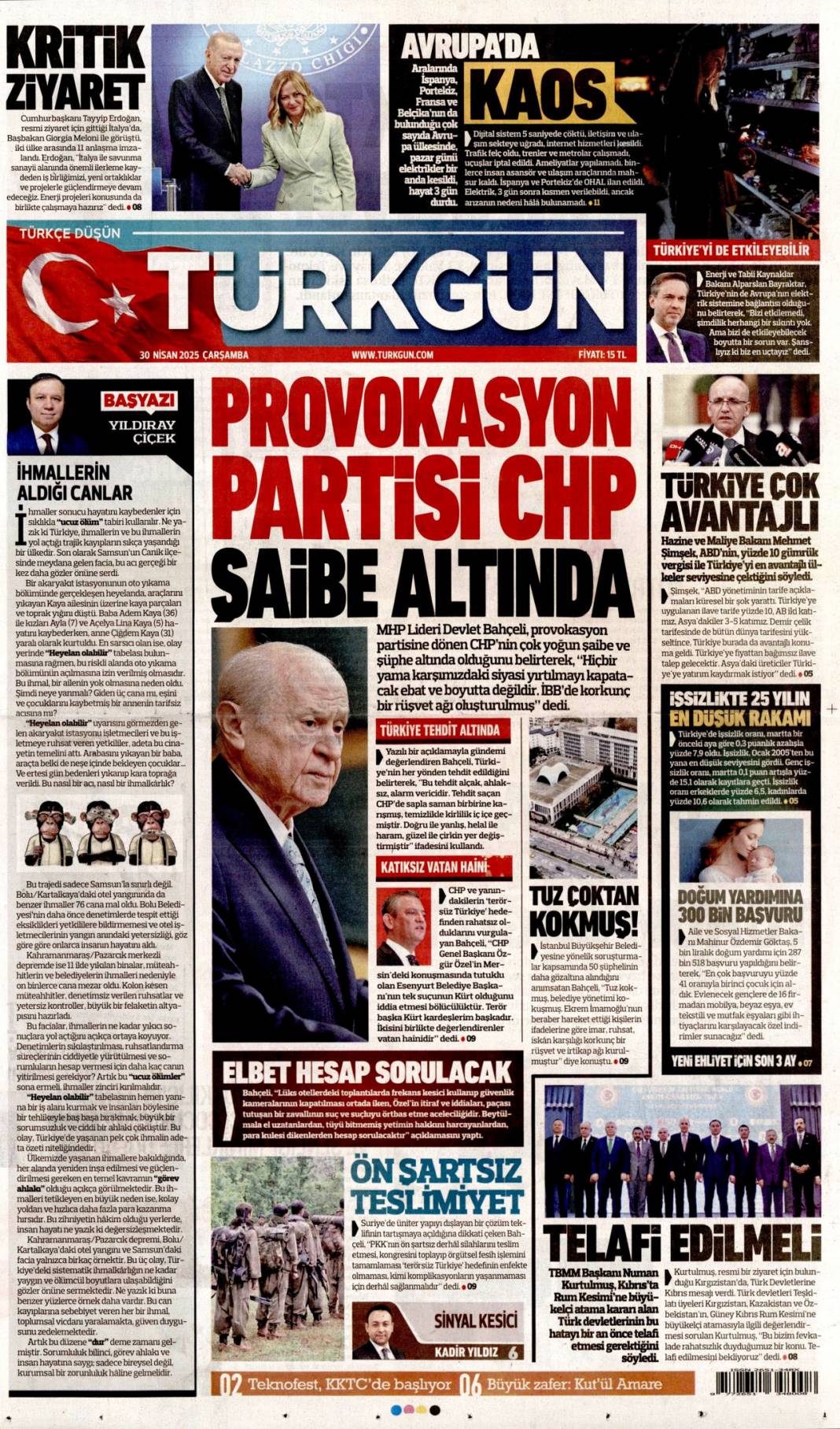 İtalya ile hedef 40 milyar dolar: 30 Nisan 2025 Çarşamba gazete manşetleri 12