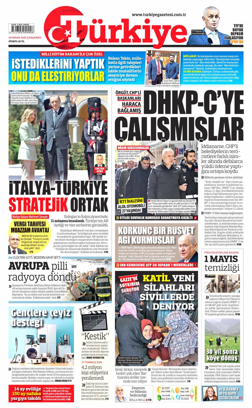 İtalya ile hedef 40 milyar dolar: 30 Nisan 2025 Çarşamba gazete manşetleri 3