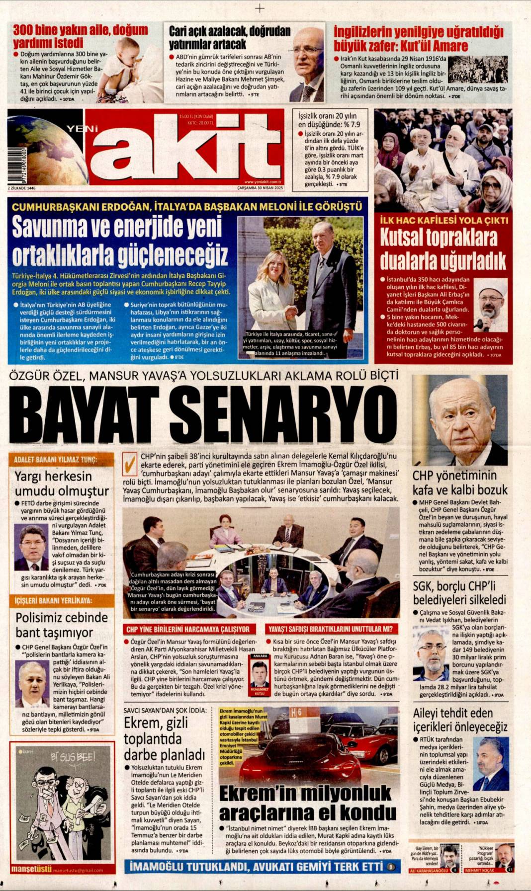 İtalya ile hedef 40 milyar dolar: 30 Nisan 2025 Çarşamba gazete manşetleri 9