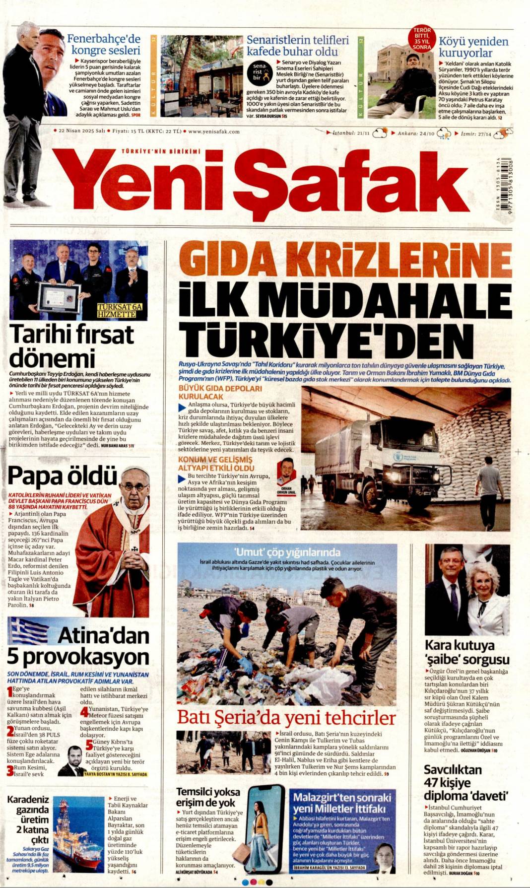 Küstah tehdide hodri meydan: 22 Nisan 2025 Salı, Güncel gazete manşetleri 5