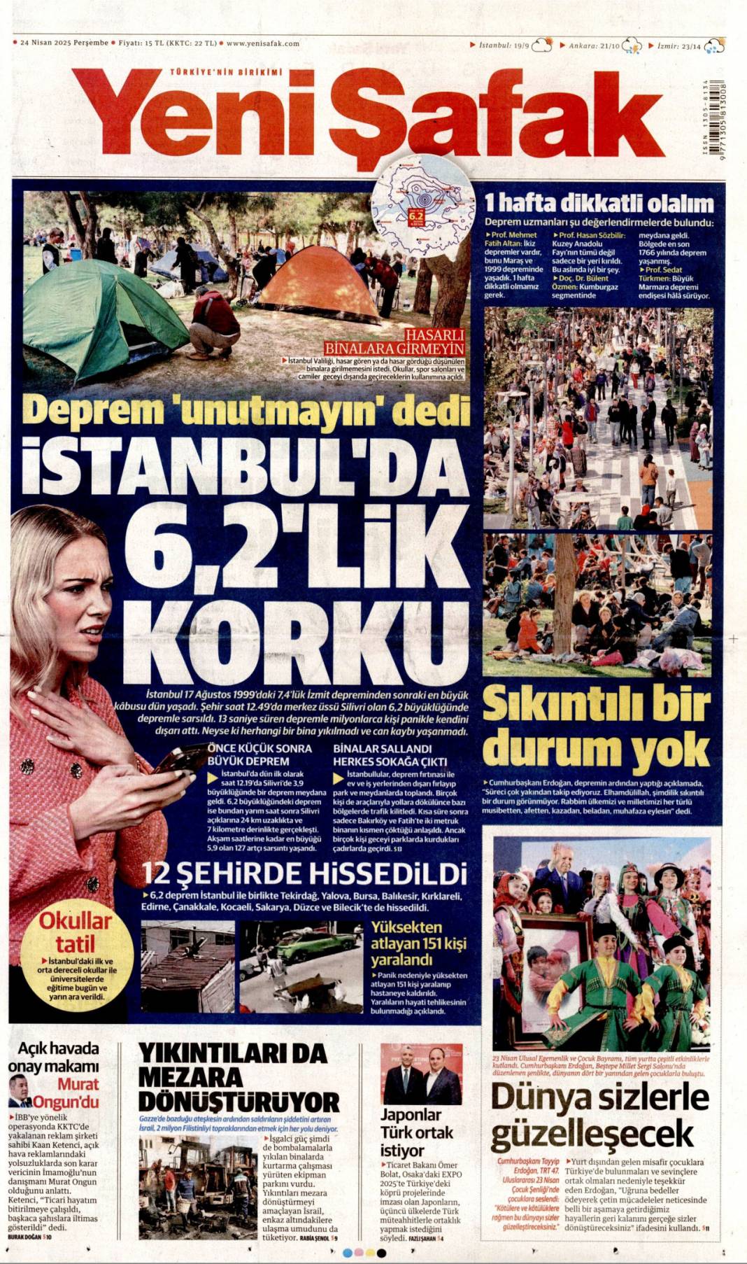 Felaketin provası: Fena sallandık! 24 Nisan 2025 Perşembe, gazete manşetleri 7