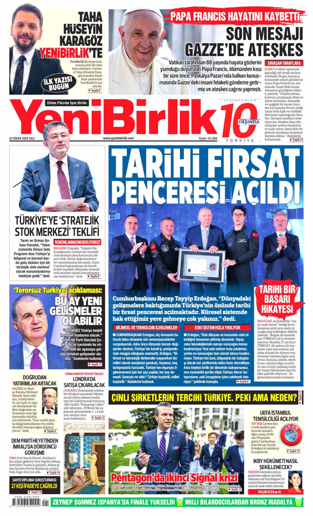 Küstah tehdide hodri meydan: 22 Nisan 2025 Salı, Güncel gazete manşetleri 13