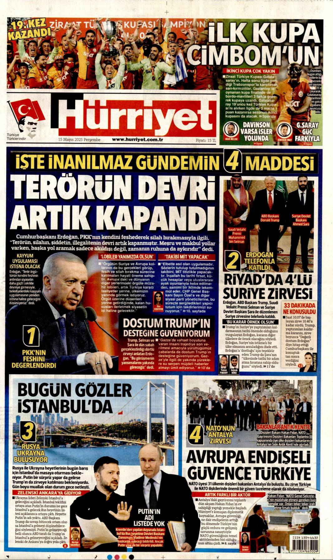Dünya siyasetine Erdoğan damgası: 15 Mayıs 2025 gazete manşetleri 2