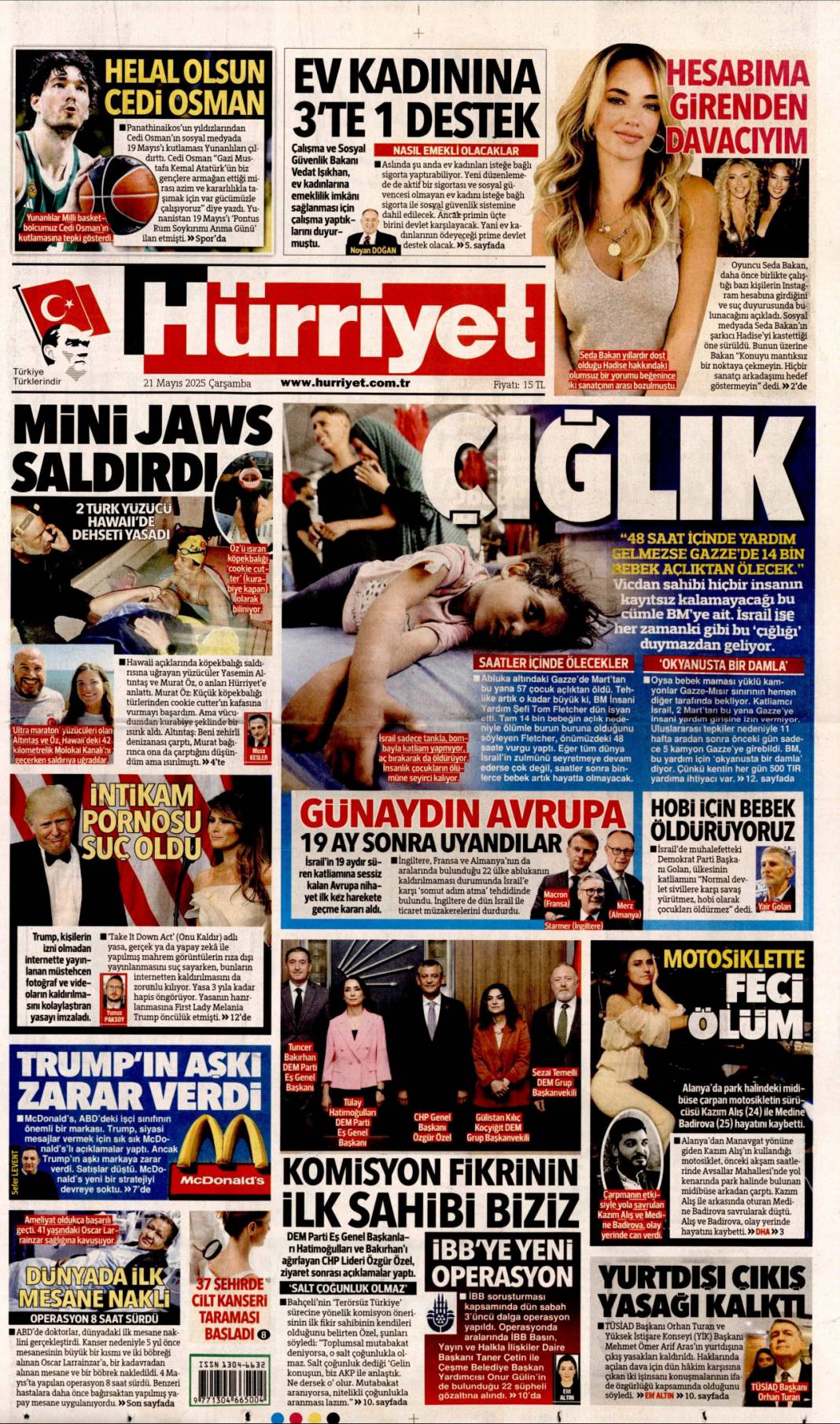 İnsanlık nerede? İsrail'i kim durduracak? 21 Mayıs 2025 gazete manşetleri 2
