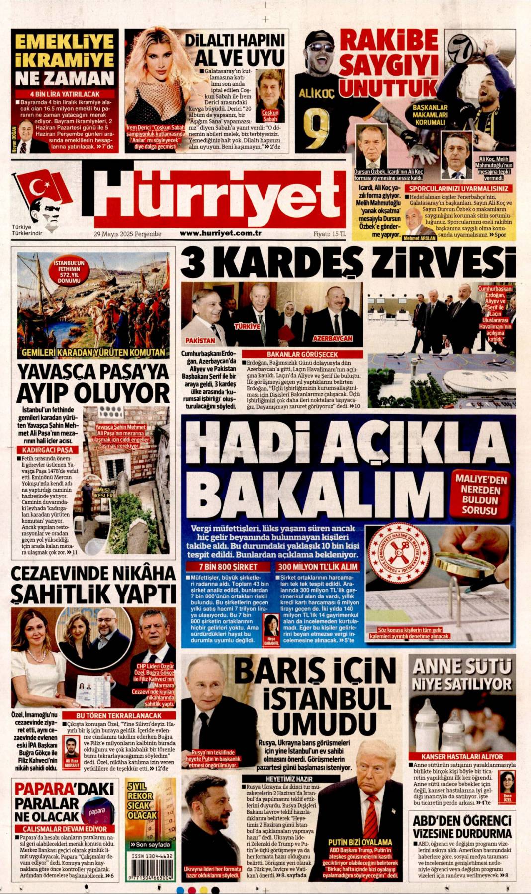 Hadi Açıkla! Maliyeden Nerden Buldun Sorusu: 29 Mayıs 2025 gazete manşetleri 1