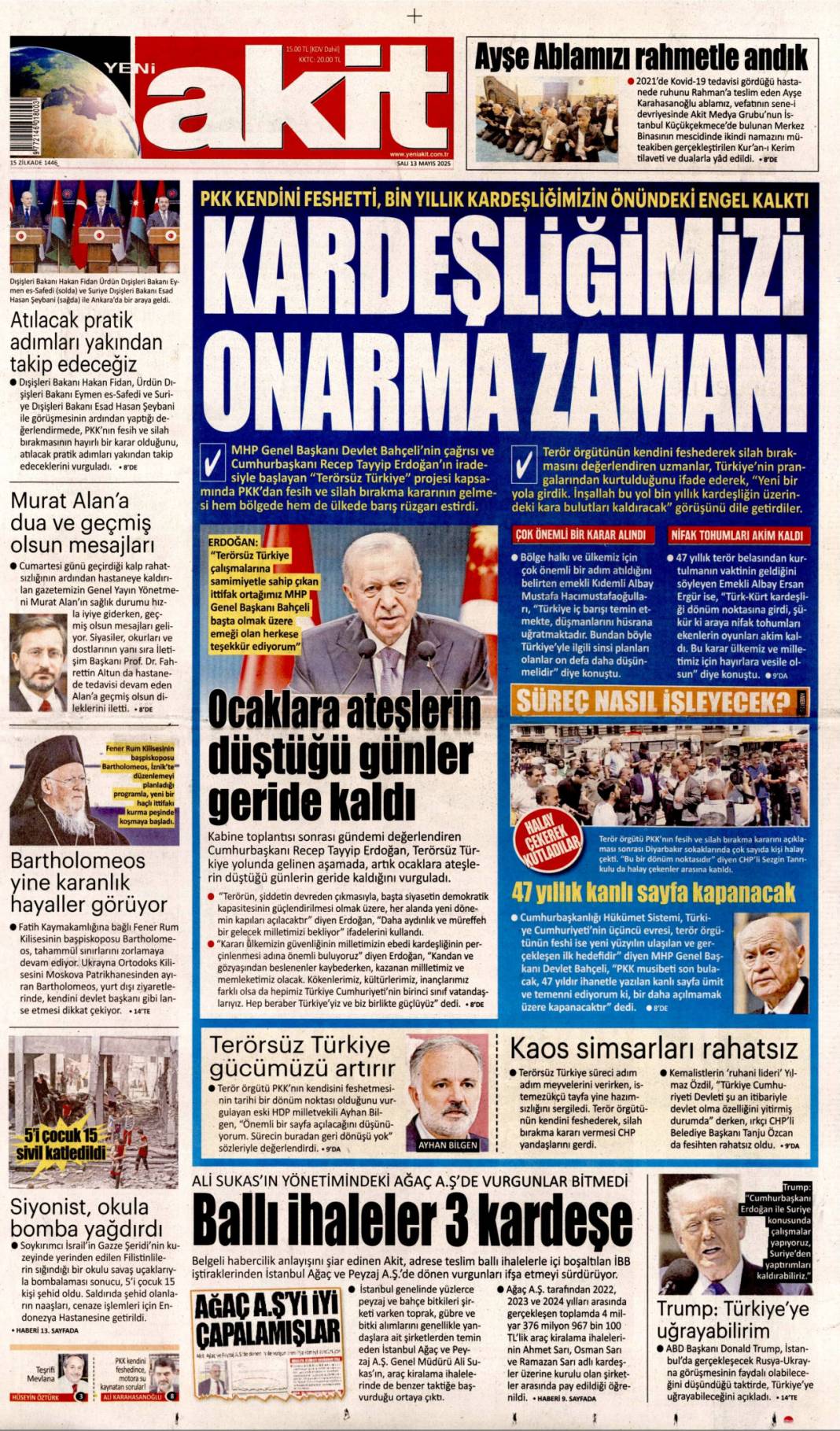 50 Yıllık terör devri kapandı! PKK kendini feshetti: 13 Mayıs gazete manşetleri 10