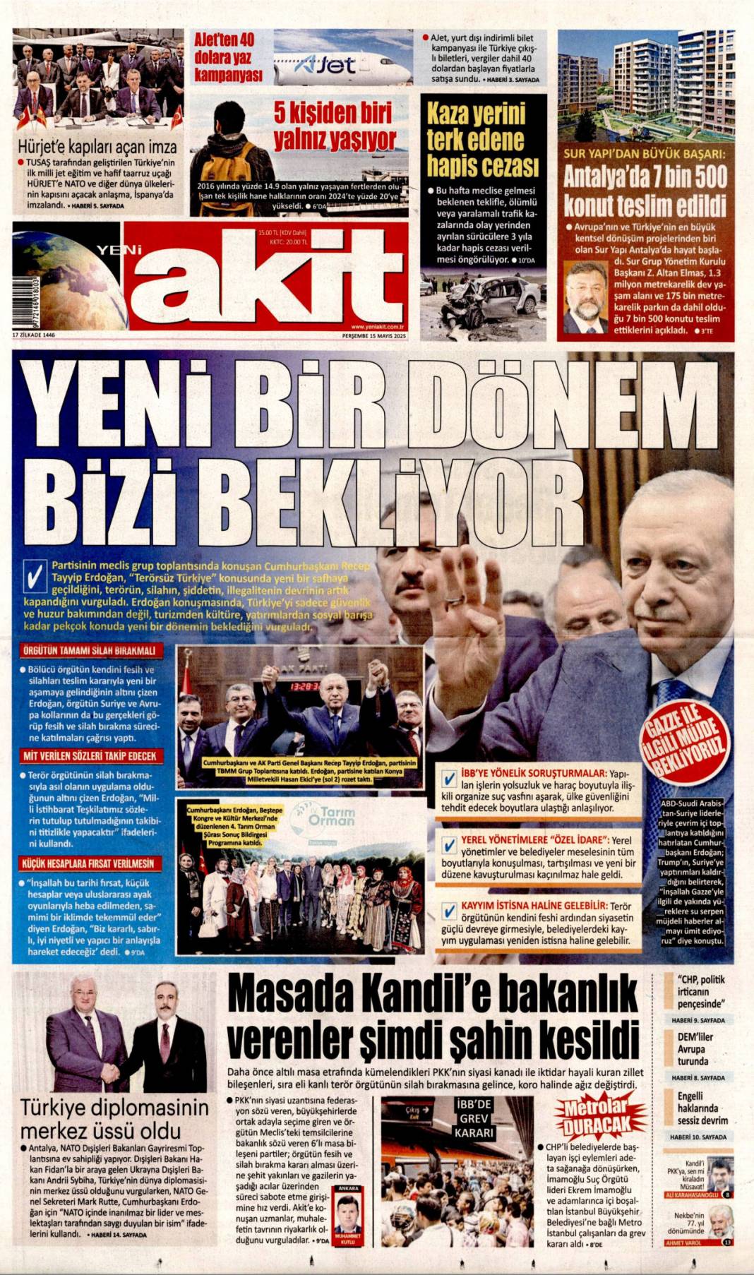 Dünya siyasetine Erdoğan damgası: 15 Mayıs 2025 gazete manşetleri 10