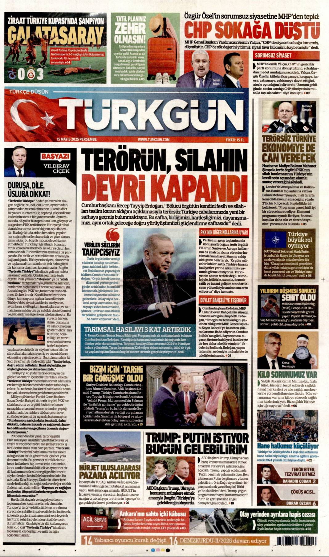 Dünya siyasetine Erdoğan damgası: 15 Mayıs 2025 gazete manşetleri 11