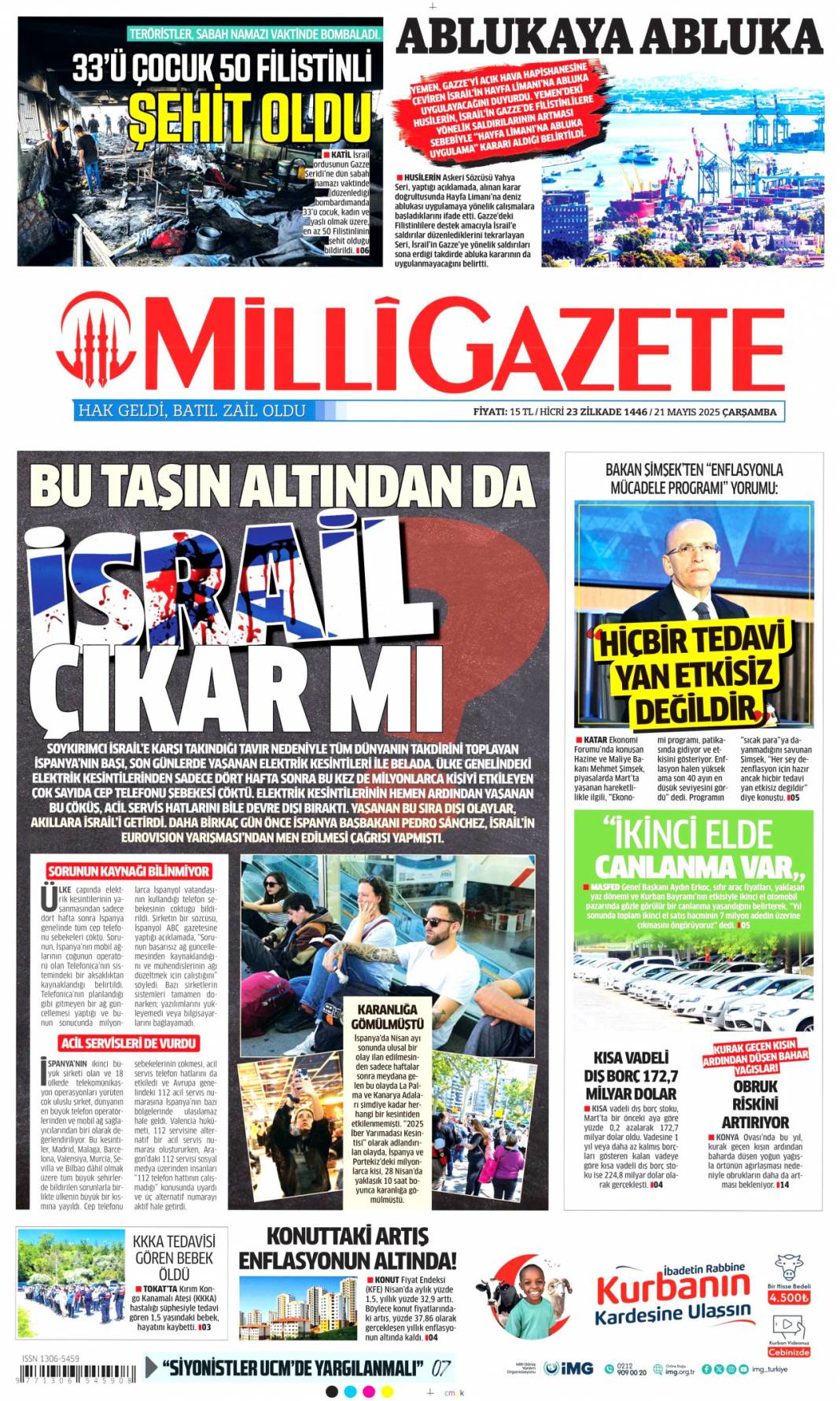 İnsanlık nerede? İsrail'i kim durduracak? 21 Mayıs 2025 gazete manşetleri 13