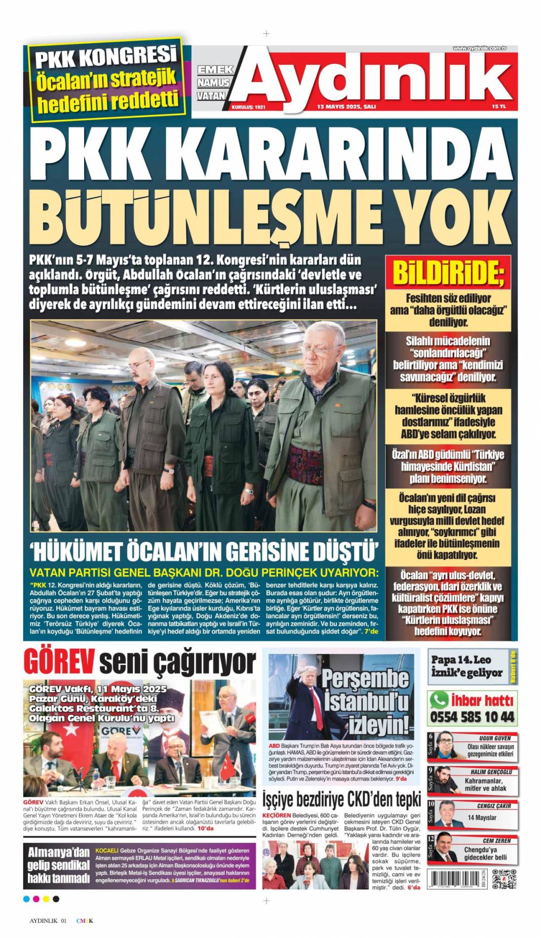 50 Yıllık terör devri kapandı! PKK kendini feshetti: 13 Mayıs gazete manşetleri 13