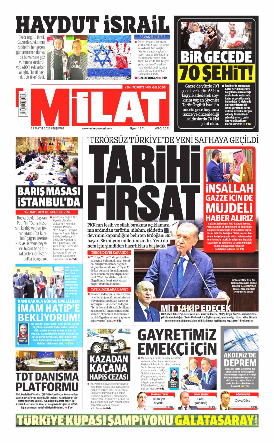 Dünya siyasetine Erdoğan damgası: 15 Mayıs 2025 gazete manşetleri 16