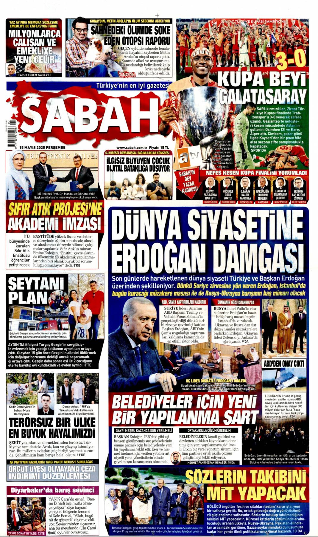 Dünya siyasetine Erdoğan damgası: 15 Mayıs 2025 gazete manşetleri 1