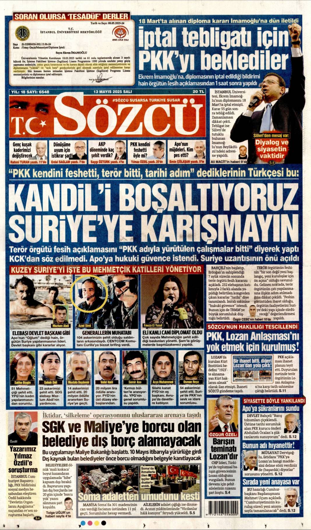50 Yıllık terör devri kapandı! PKK kendini feshetti: 13 Mayıs gazete manşetleri 3