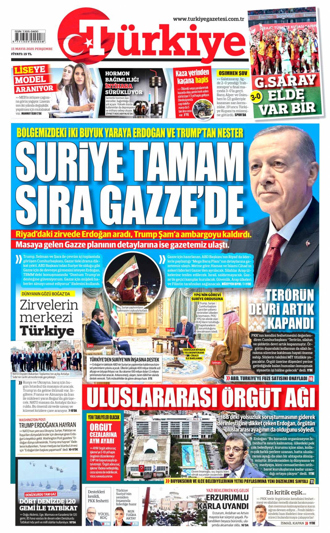 Dünya siyasetine Erdoğan damgası: 15 Mayıs 2025 gazete manşetleri 5