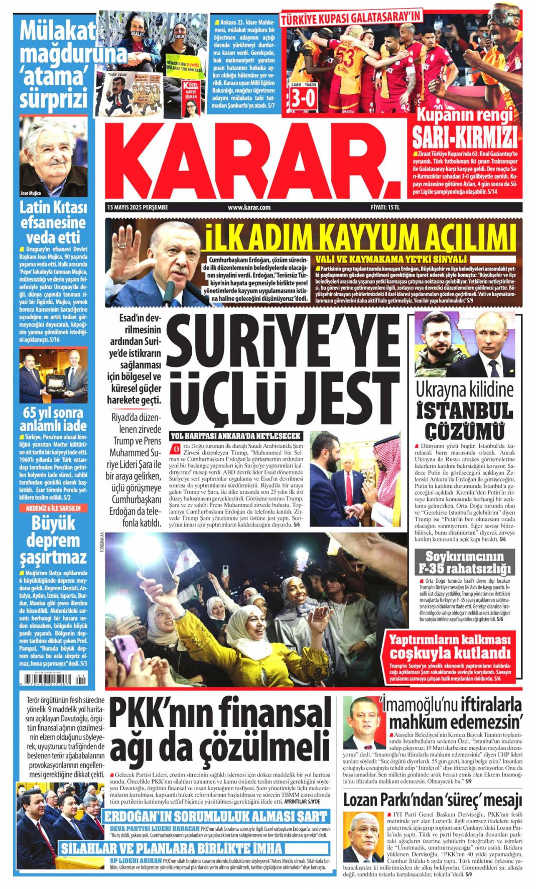 Dünya siyasetine Erdoğan damgası: 15 Mayıs 2025 gazete manşetleri 7