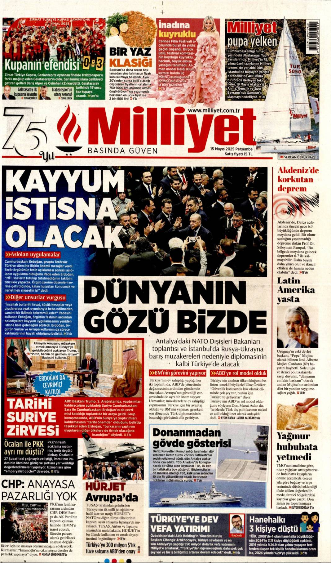 Dünya siyasetine Erdoğan damgası: 15 Mayıs 2025 gazete manşetleri 9