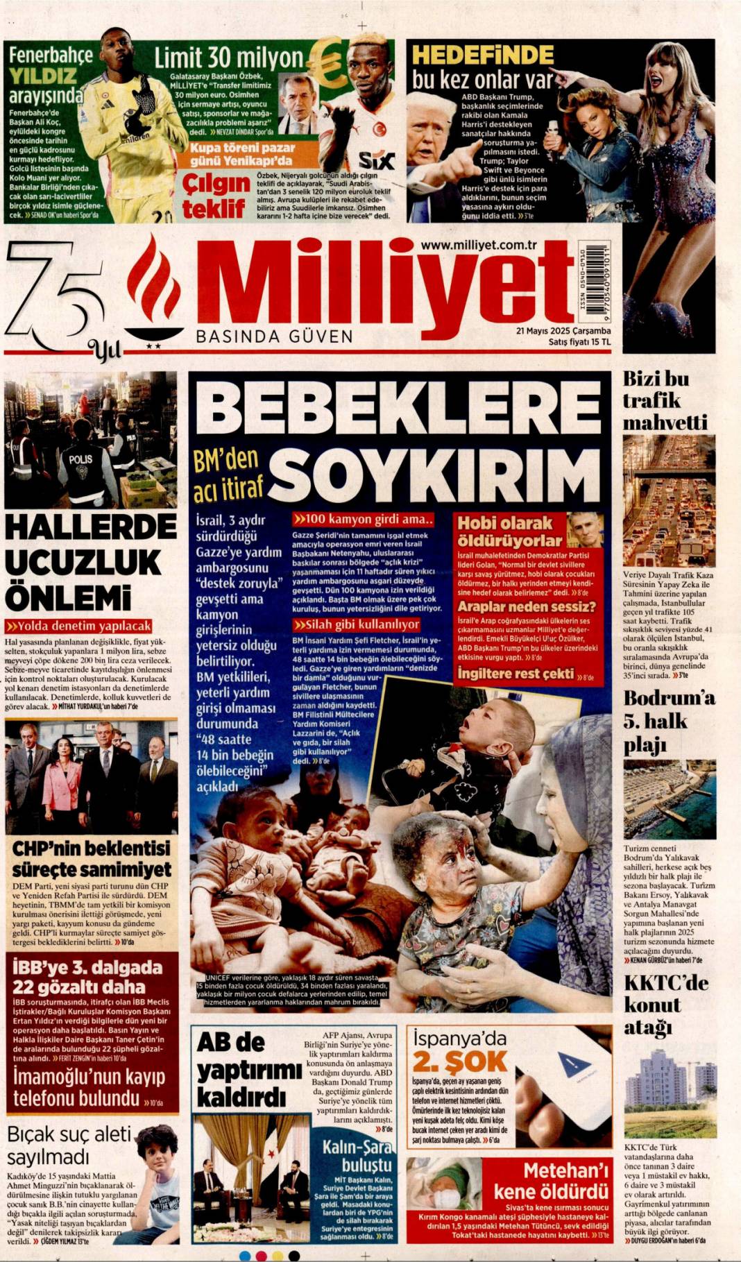 İnsanlık nerede? İsrail'i kim durduracak? 21 Mayıs 2025 gazete manşetleri 9