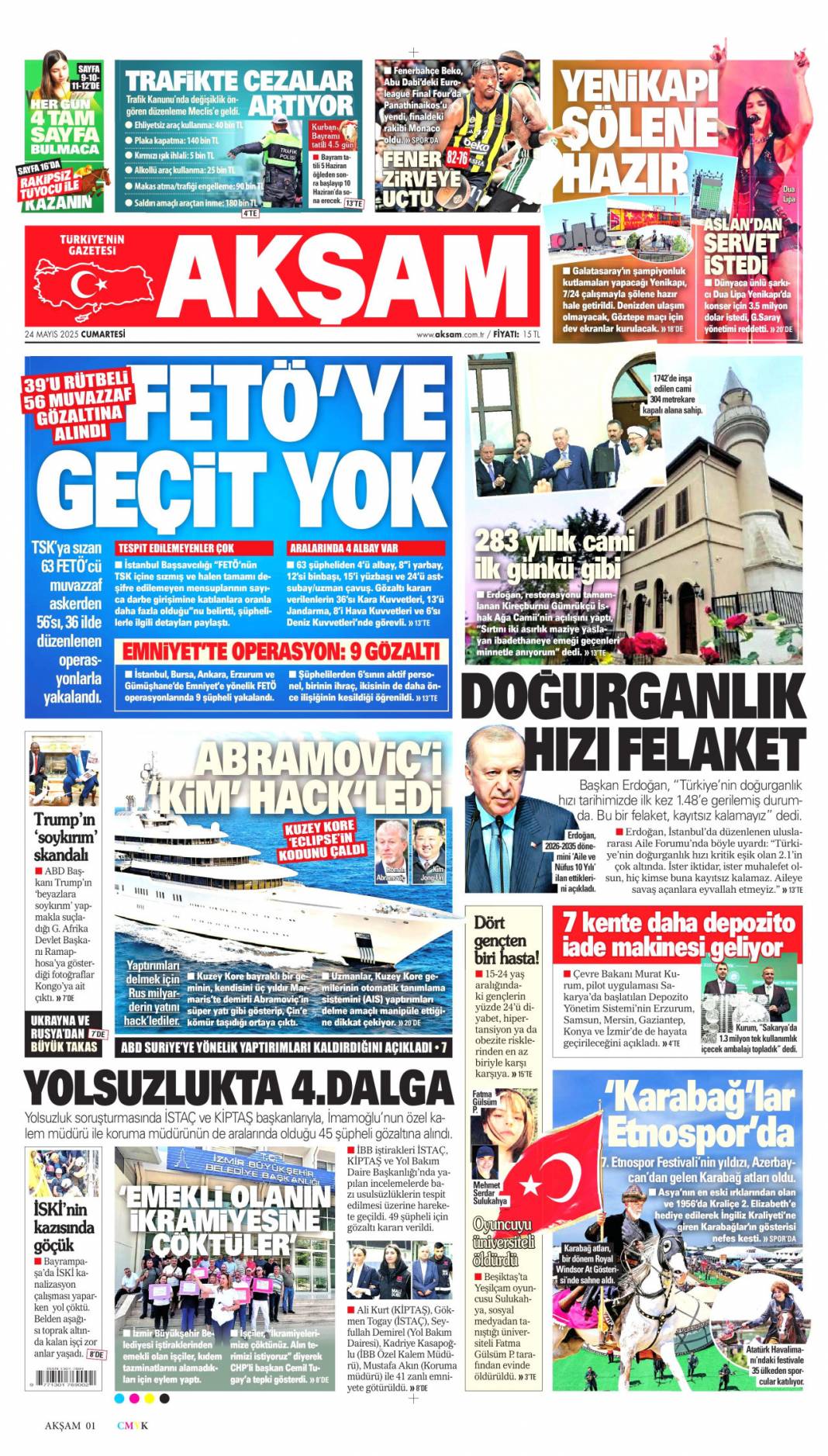 TSK'da Fetö sızıntısına büyük darbe: 24 Mayıs 2025 Cumartesi gazete manşetleri 7