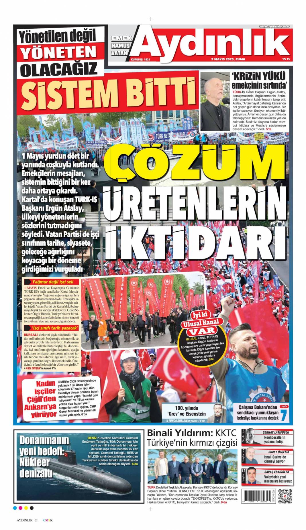 Alın terinin ve emeğin yüzyılı: 02 Mayıs 2025 Cuma gazete manşetleri 11