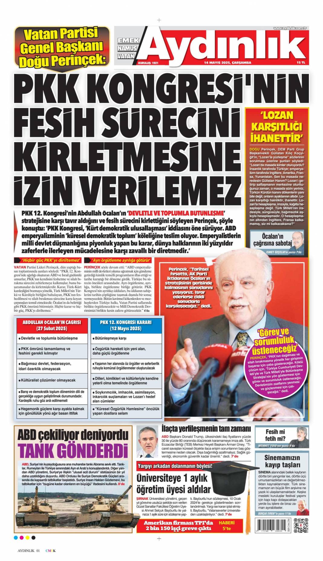 En kritik iş MİT'te: 14 Mayıs 2025 Çarşamba, güncel gazete manşetleri.... 8