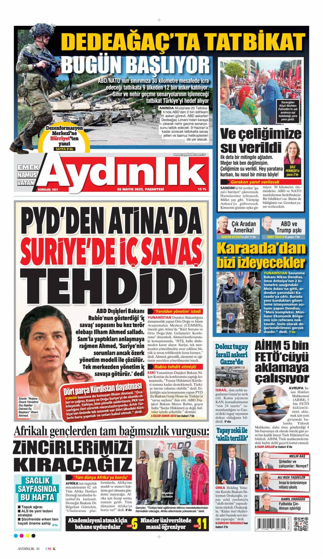 Savcıya Papalı Ağacalı tehdit: 26 Mayıs 2025 Pazartesi, güncel gazete manşetleri 9