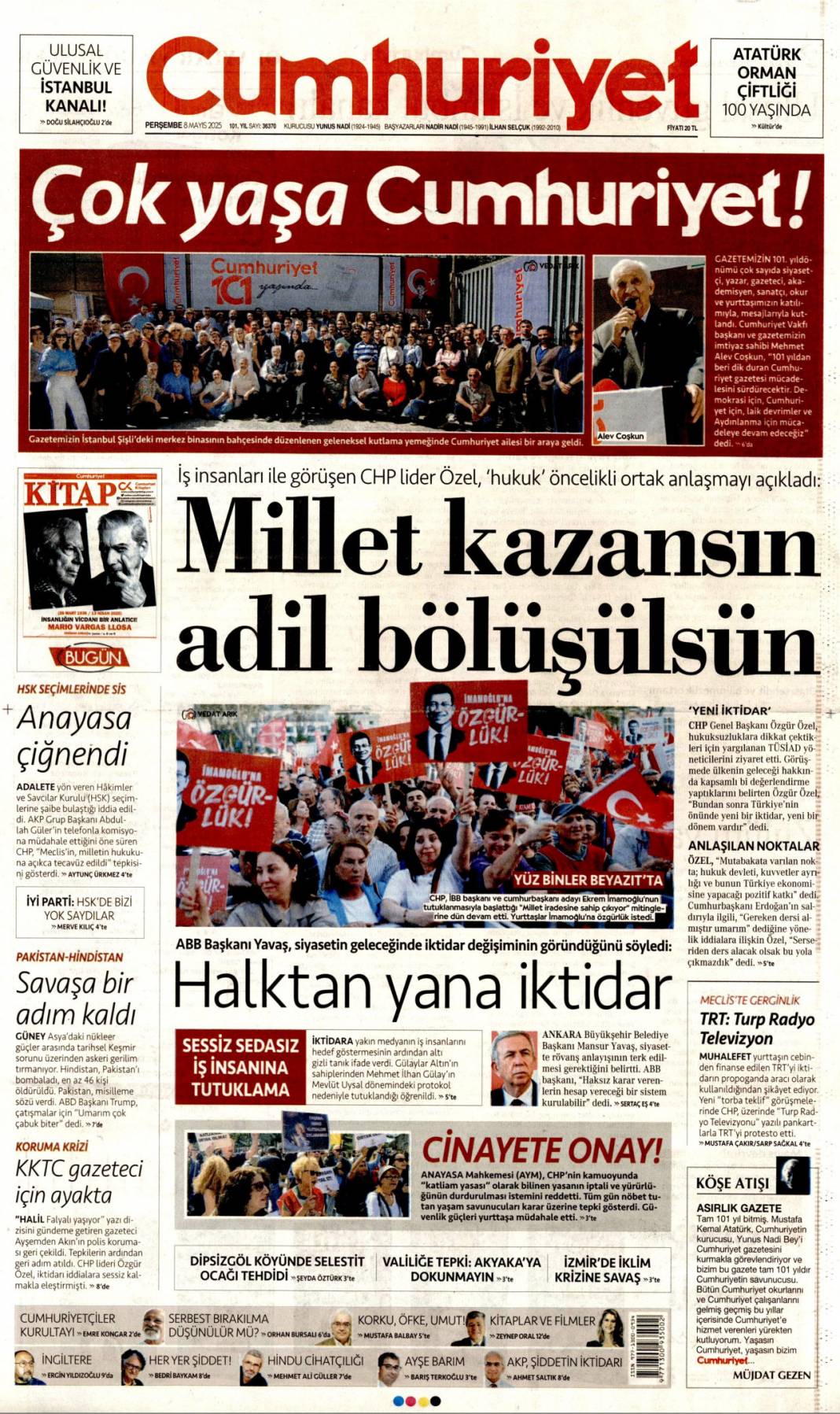 Arı kovanına çomak soktum ama korkum yok: 8 Mayıs 2025 Perşembe gazete manşetleri... 6