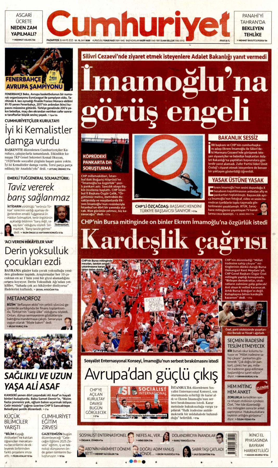 Savcıya Papalı Ağacalı tehdit: 26 Mayıs 2025 Pazartesi, güncel gazete manşetleri 6