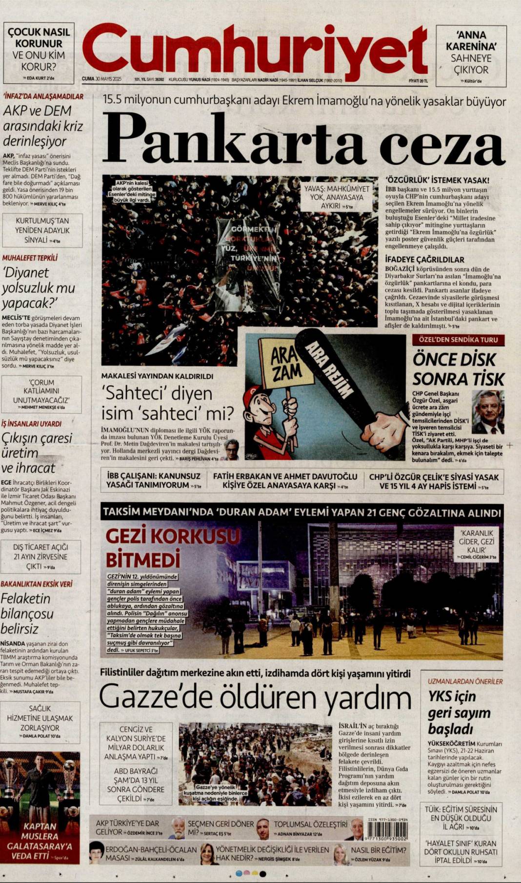 Fetih ruhu lafla değil eserlerle yaşıyor: 30 Mayıs 2025 Cuma gazete manşetleri 5