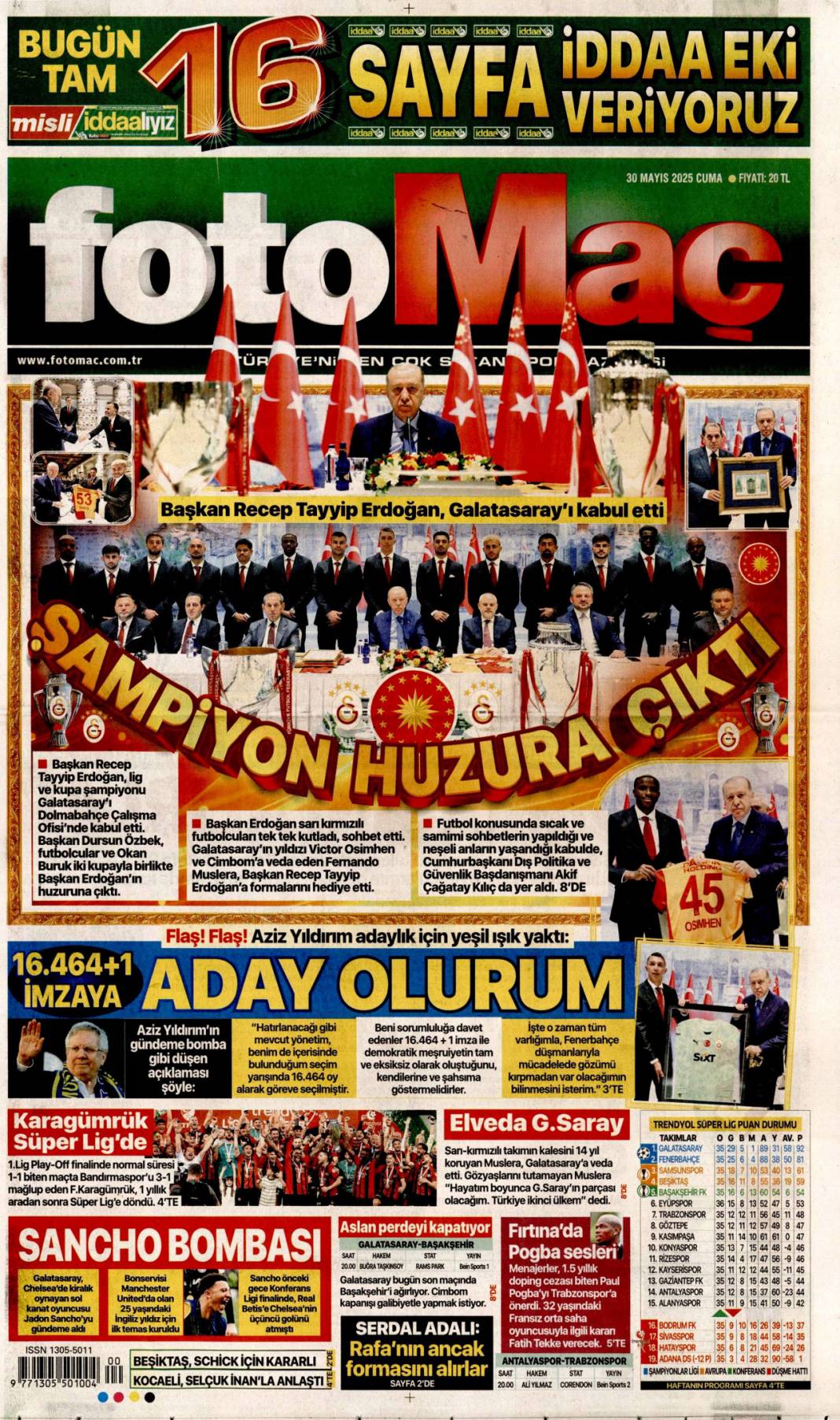 Fetih ruhu lafla değil eserlerle yaşıyor: 30 Mayıs 2025 Cuma gazete manşetleri 18