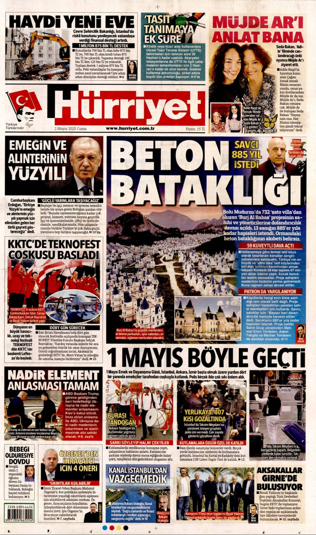 Alın terinin ve emeğin yüzyılı: 02 Mayıs 2025 Cuma gazete manşetleri 3