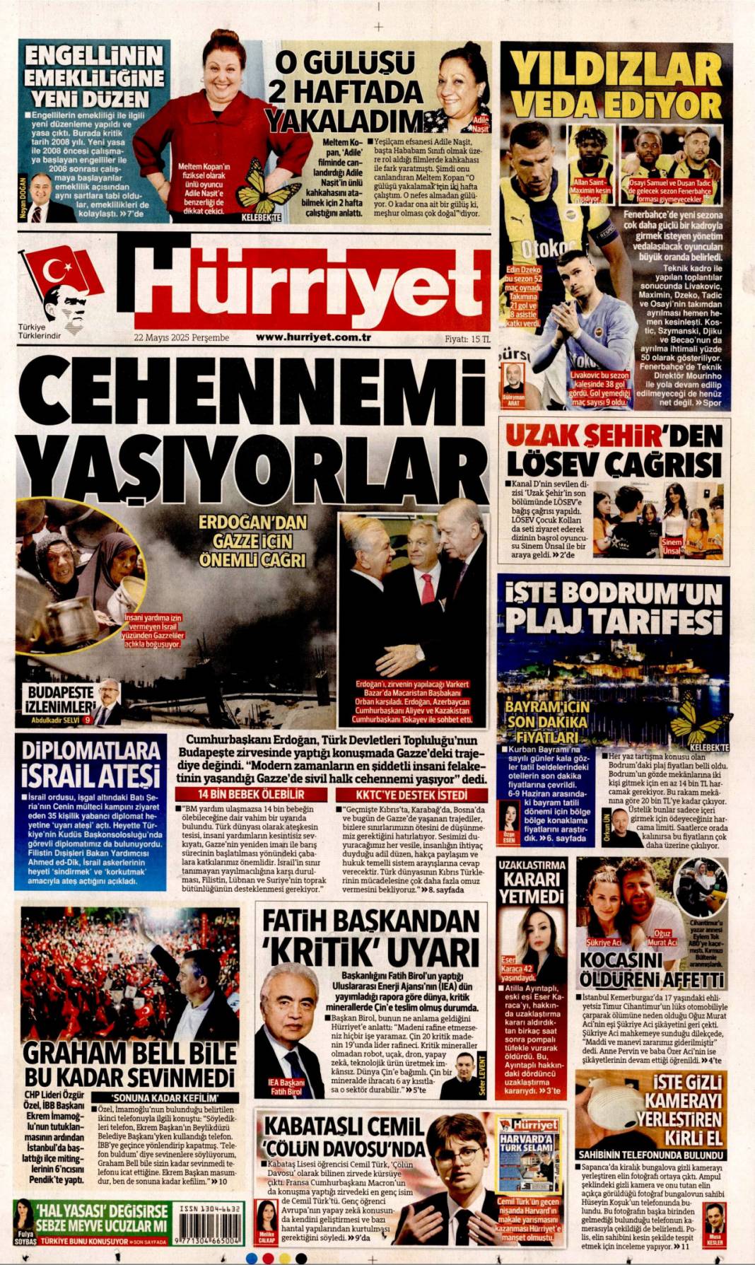 Gazze cehennemi yaşıyor: 22 mayıs 2025 Perşembe, gazete manşetleri 1