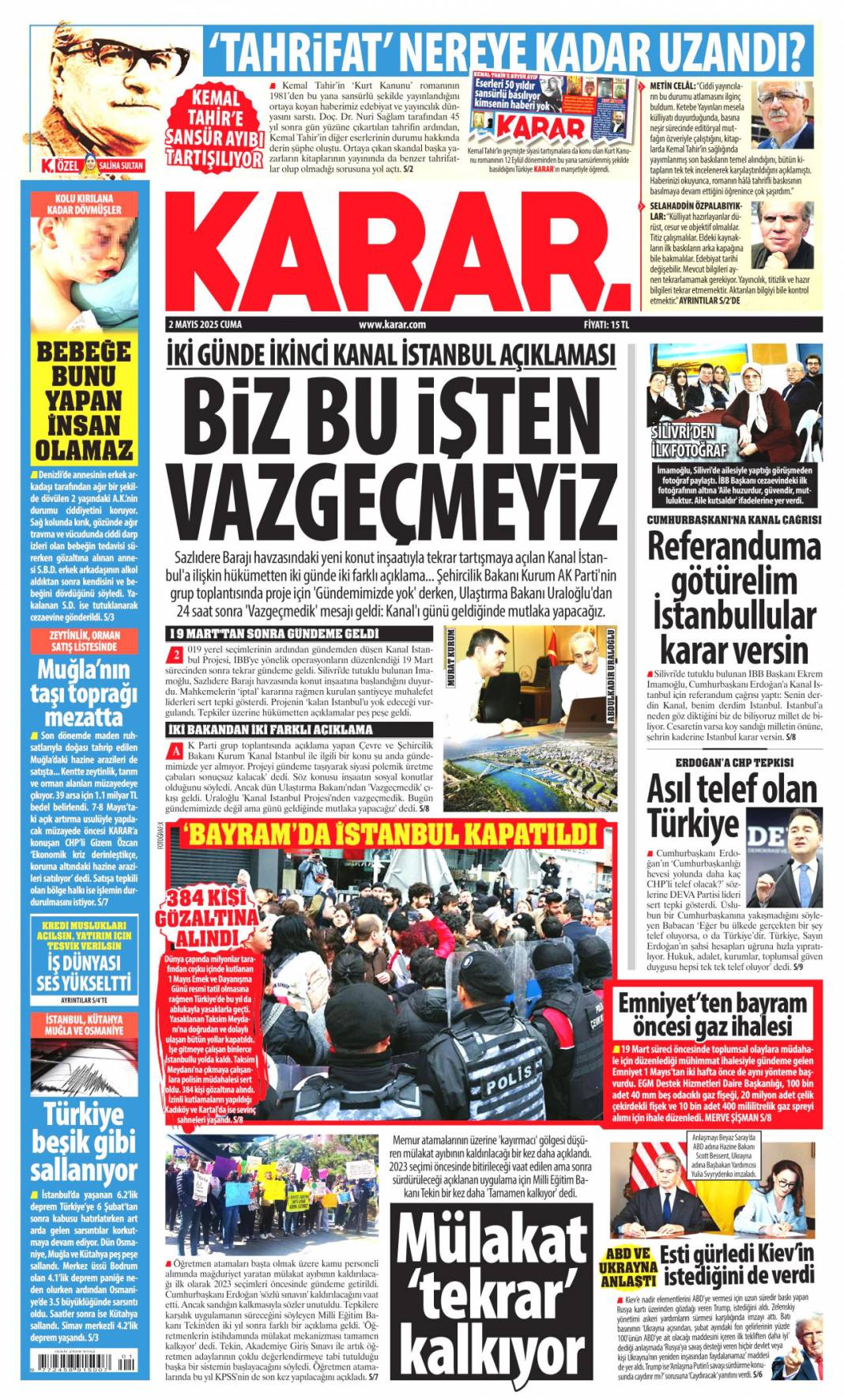 Alın terinin ve emeğin yüzyılı: 02 Mayıs 2025 Cuma gazete manşetleri 14