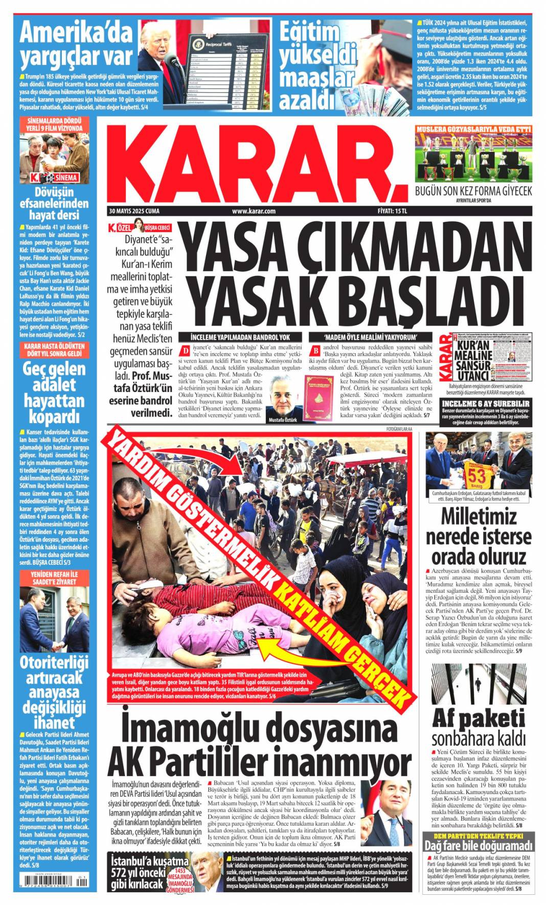 Fetih ruhu lafla değil eserlerle yaşıyor: 30 Mayıs 2025 Cuma gazete manşetleri 9