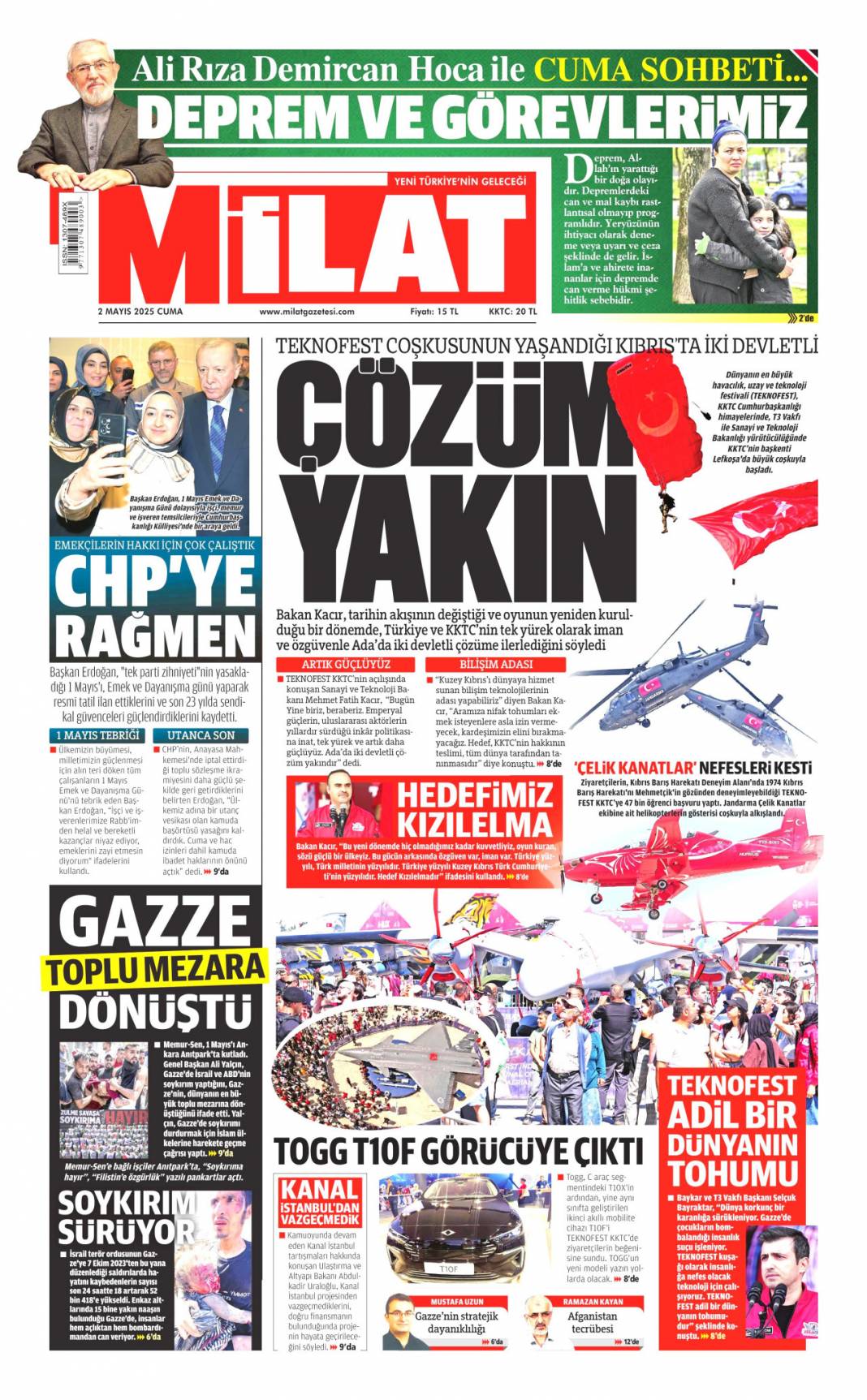 Alın terinin ve emeğin yüzyılı: 02 Mayıs 2025 Cuma gazete manşetleri 12