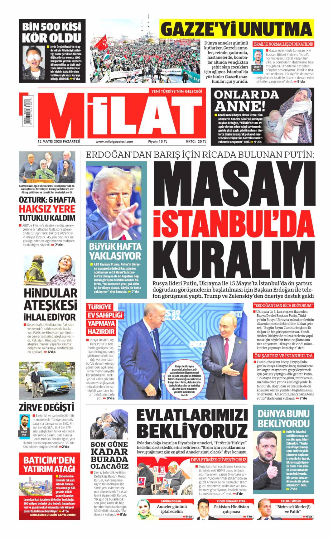 Acil çıkış İstanbul: 12 Mayıs 2025 Pazartesi gazete manşetleri 9